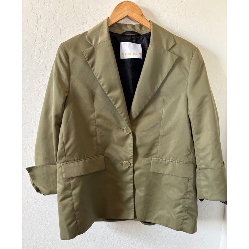 Remain Birger Christensen Mai Blazer Jacket Olive Green sz 4